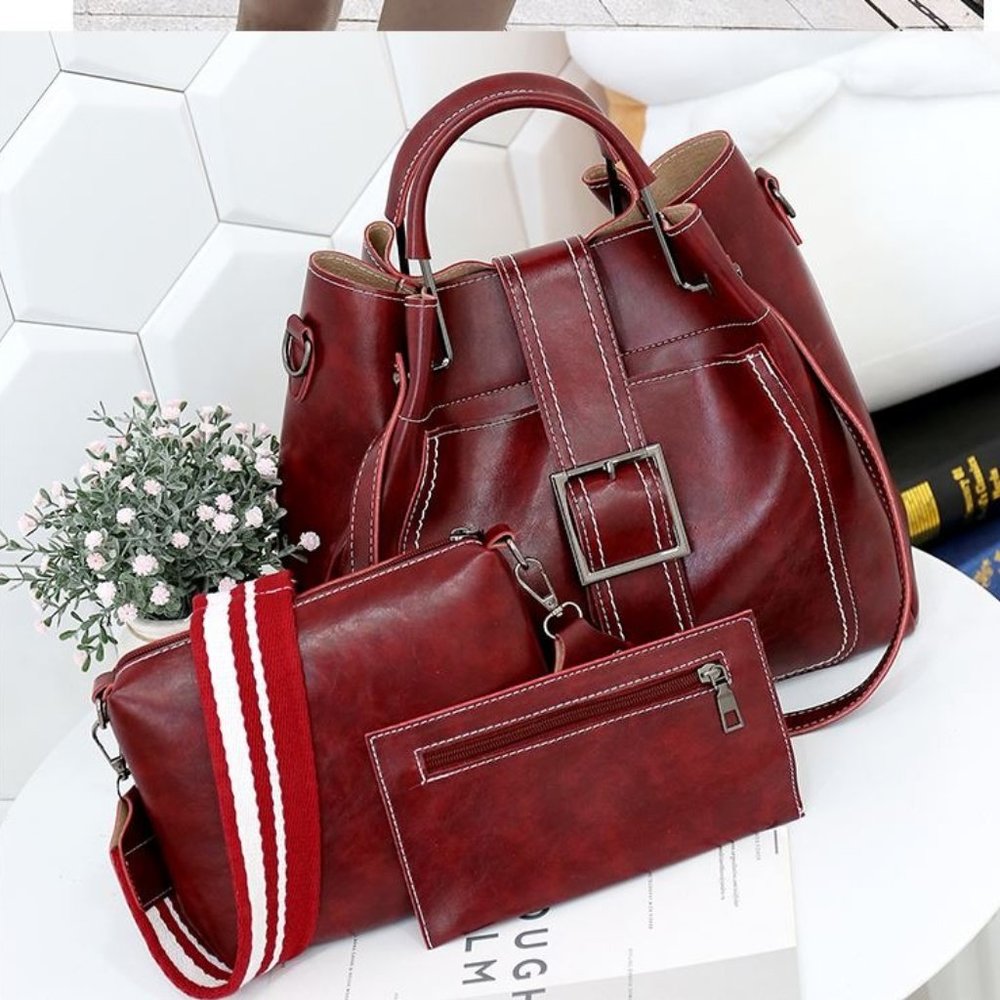 BCF Burgundy Women Hand Bag Set